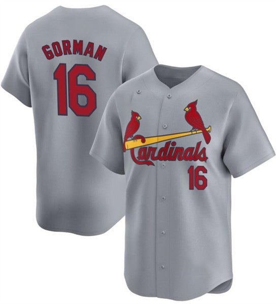 St. Louis Cardinals #16 Nolan Gorman Gray Fotopoulosg 2024 Away Limited Stitched Jersey