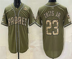 San Diego Padres #23 Fernando Tatis Jr Olive Fotopoulosg 2026 Armed Forces Day Jersey