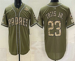 San Diego Padres #23 Fernando Tatis Jr Olive Fotopoulosg 2026 Armed Forces Day Jersey