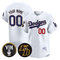 Custom Los Angeles Dodgers Vin Patch & Kobe Bryant Signature Vapor Premier Limited Jersey ¨C White Fotopoulosg