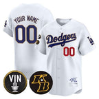 Custom Los Angeles Dodgers Vin Patch & Kobe Bryant Signature Vapor Premier Limited Jersey ¨C White Fotopoulosg