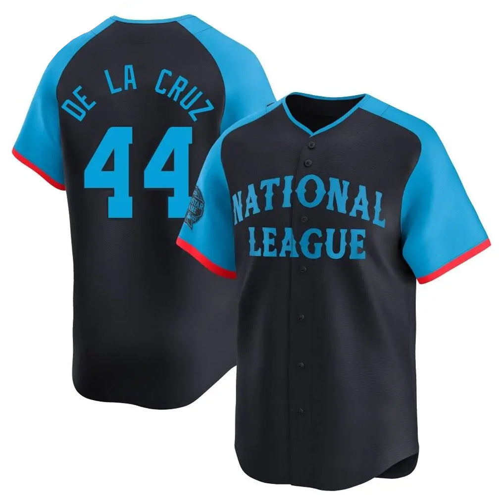 Cincinnati Reds #44 Elly De La Cruz Player Navy Fotopoulosg Limited National League All-Star Game Stitched Jerseys