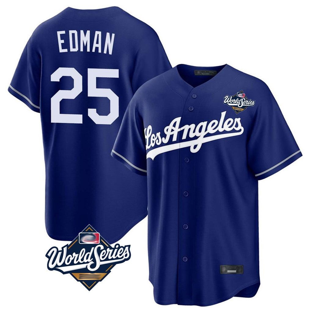 Los Angeles Dodgers #25 Tommy Edman Player Royal Fotopoulosg World Series Game Stitched Jerseys