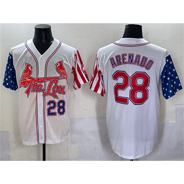 St. Louis Cardinals #28 Nolan Arenado White Fotopoulosg Independence Day Vapor Premier Limited Stitched Jersey