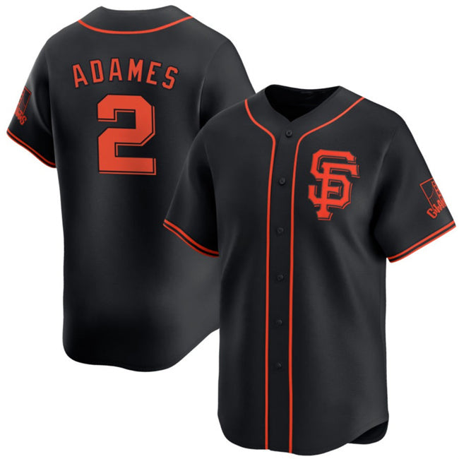 San Francisco Giants #2 Willy Adames Black Fotopoulosg 2024 Black Alternate Limited Stitched Jersey