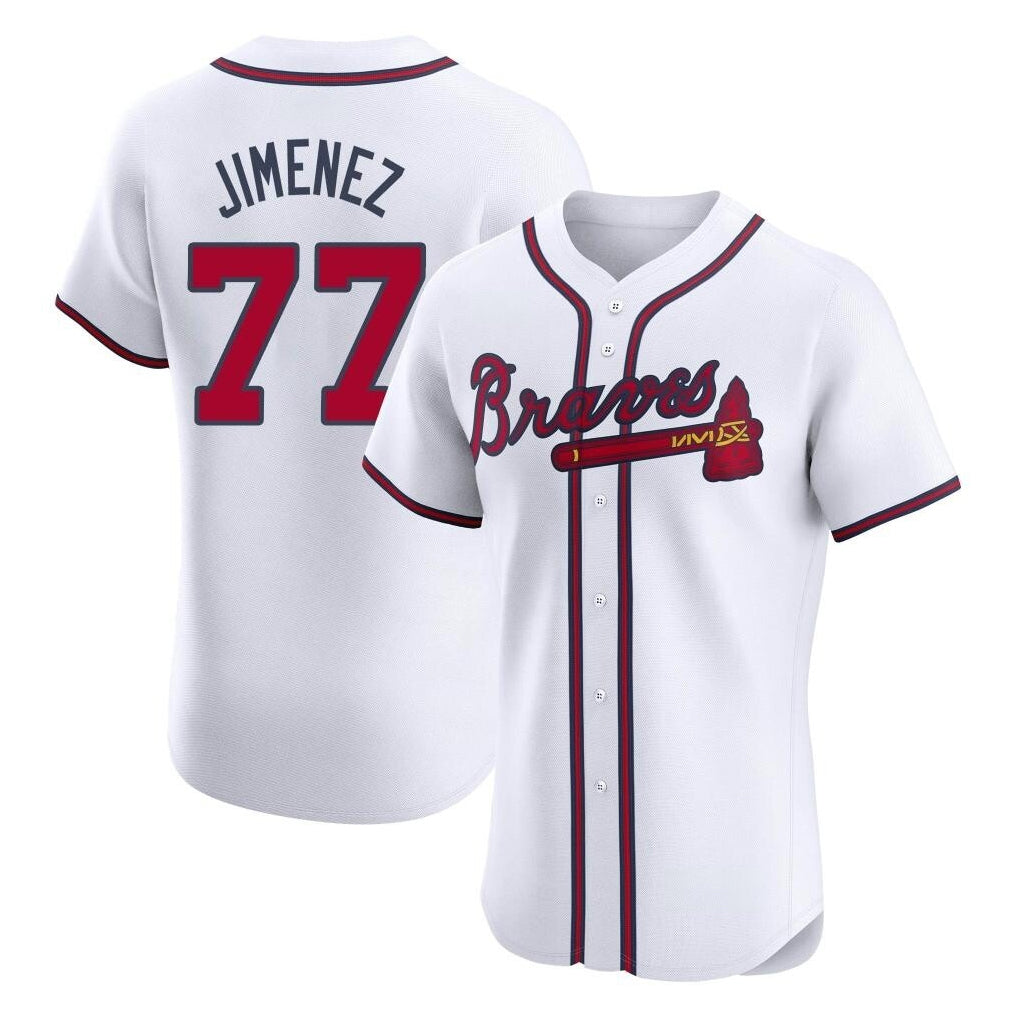 Atlanta Braves #77 Joe Jimenez Player White Fotopoulosg Limited Elite Home Game Stitched Jerseys