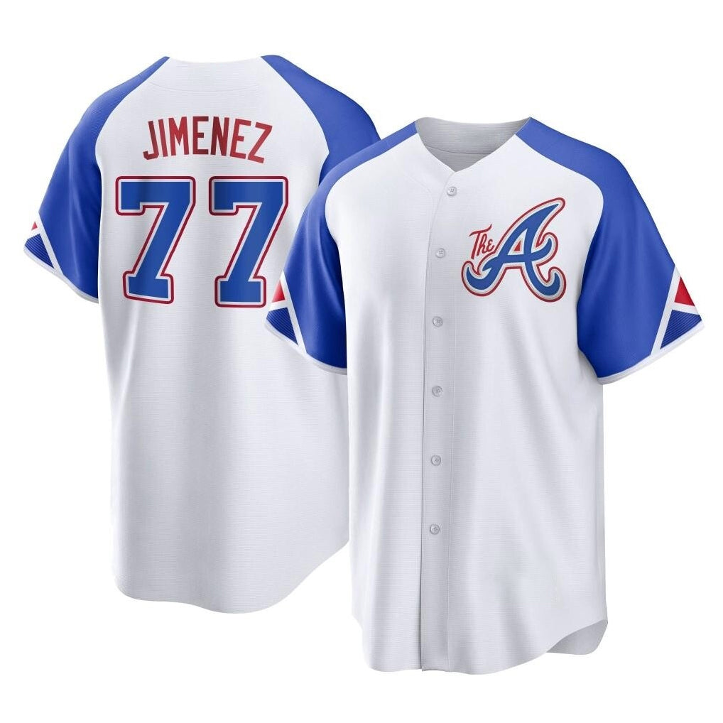 Atlanta Braves #77 Joe Jimenez Player White Fotopoulosg City Connect Home Game Stitched Jerseys