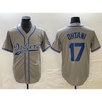 Los Angeles Dodgers #17 Shohei Ohtani Gray Fotopoulosg Cool Base With Patch Stitched Jersey