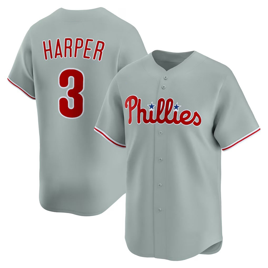 Philadelphia Phillies #3 Bryce Harper Gray Fotopoulosg Road Limited Player Jersey
