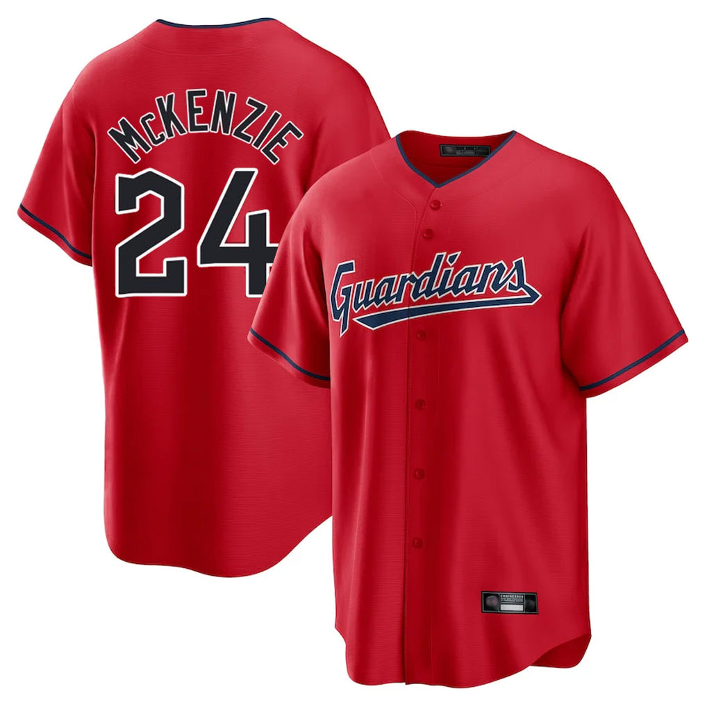 Cleveland Guardians #24 Triston McKenzie Player Red Fotopoulosg Home Game Stitched Jerseys