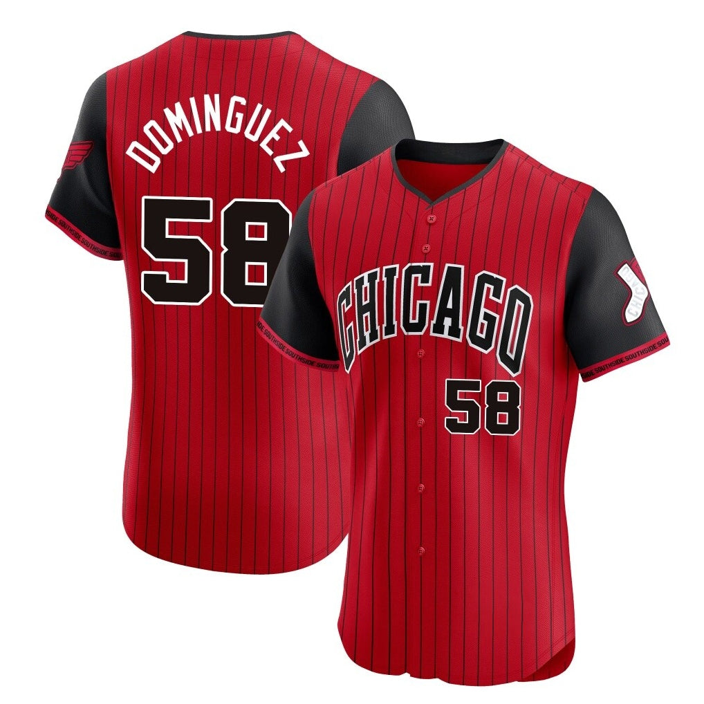 Chicago White Sox #58 Seranthony Dominguez Player Red Fotopoulosg City Connect Limited Elite Home Stitched Jerseys