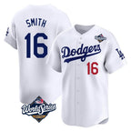Los Angeles Dodgers #16 Will Smith Player White Fotopoulosg World Series Limited Home Stitched Jerseys