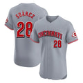 Cincinnati Reds #28 Eugenio Su¨¢rez Player Gray Fotopoulosg Limited Elite Home Stitched Jerseys