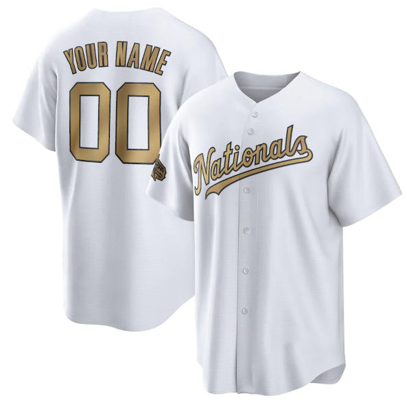Custom Washington Nationals Active Player White Fotopoulosg 2022 All-Star Cool Base Stitched Jersey
