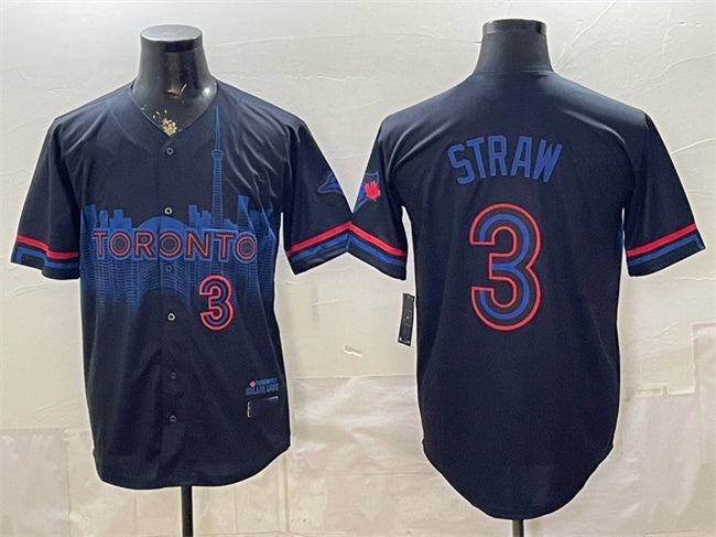 Toronto Blue Jays #3 Myles Straw Navy Fotopoulosg 2024 City Connect Limited Stitched Jersey