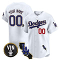Custom Los Angeles Dodgers Vin & California Patch Gold Trim Vapor Premier Limited Jersey ¨C White Fotopoulosg