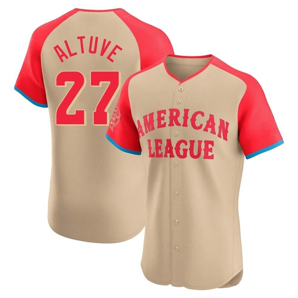 Houston Astros #27 Jose Altuve Player Cream Fotopoulosg American League All-Star Limited Elite Home Stitched Jerseys