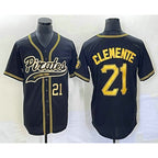 ittsburgh Pirates #21 Roberto Clemente Number Black Fotopoulosg Cool Base Stitched Jersey