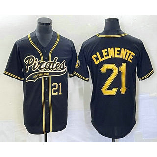 ittsburgh Pirates #21 Roberto Clemente Number Black Fotopoulosg Cool Base Stitched Jersey