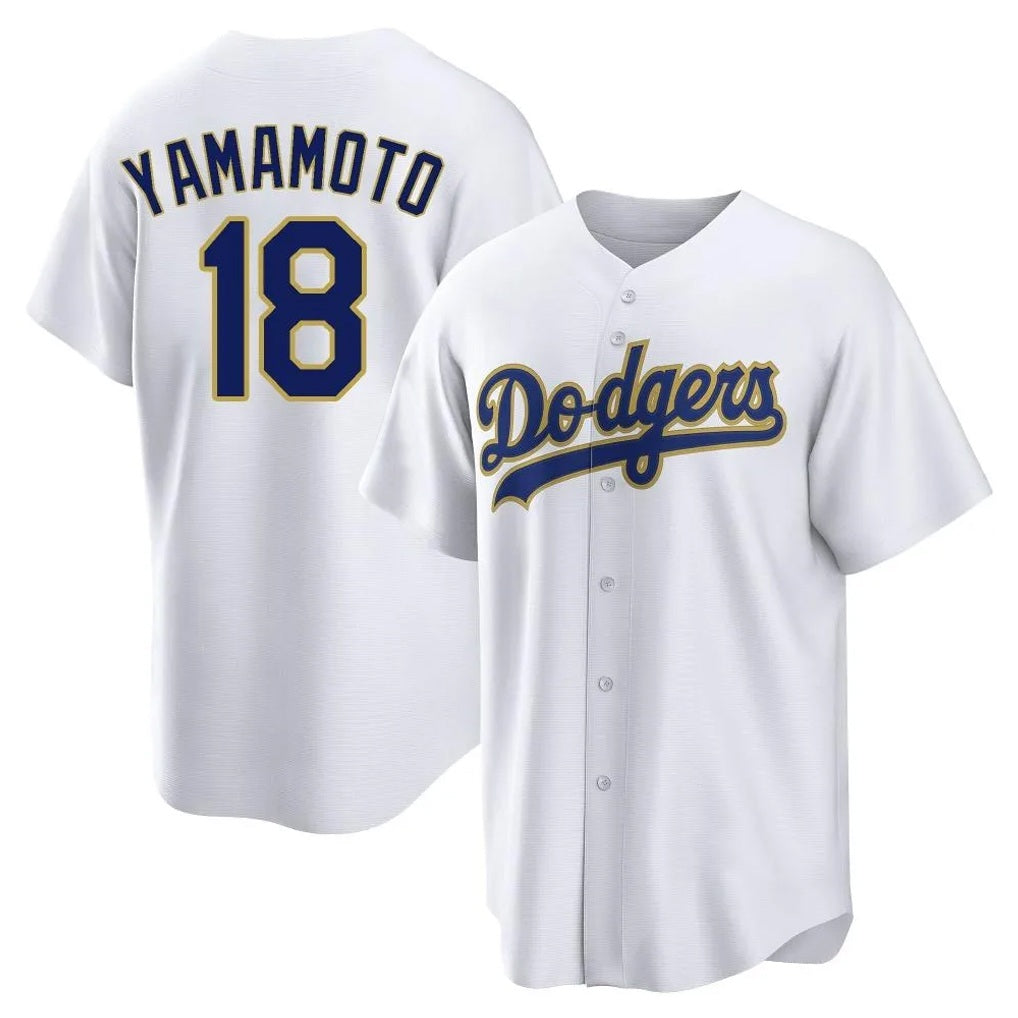 Los Angeles Dodgers #18 Yoshinobu Yamamoto Player Gold White Fotopoulosg 2026 Collection Stadium Game Stitched Jerseys