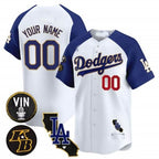 Custom Los Angeles Dodgers Vin Patch & Kobe Bryant Gold Trim Vapor Premier Limited Jersey V2 ¨C White 2 Fotopoulosg