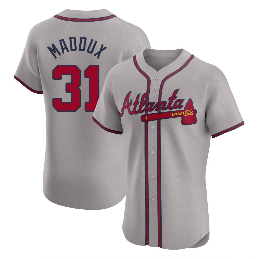 Atlanta Braves #31 Greg Maddux Player Gray Fotopoulosg Limited Elite Home Game Stitched Jerseys