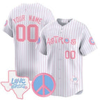 Custom Houston Astros  Love Street & Peace Sign Patch Bubblegum Pink Vapor Premier Limited Jersey ¨C Pinstripe Fotopoulosg