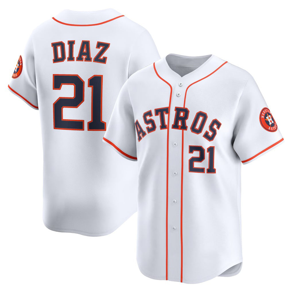 Houston Astros #21 Yainer Diaz White Fotopoulosg Home Limited Player Jersey