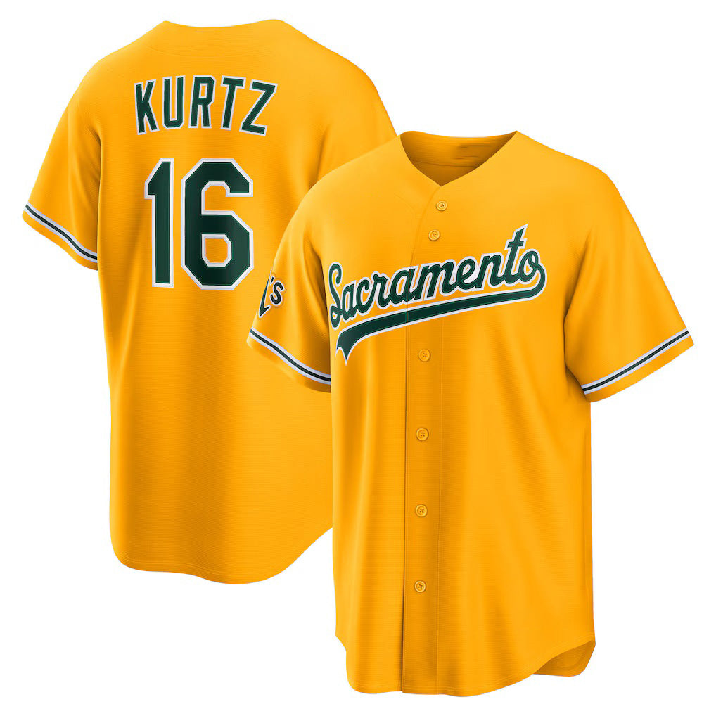 Oakland Athletics #16 Nick Kurtz Gold Fotopoulosg Alternate Stadium Jersey