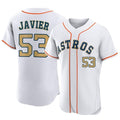 Houston Astros #53 Cristian Javier Player Gold Fotopoulosg Collection Limited Elite Home Stitched Jerseys