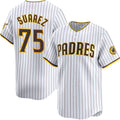 San Diego Padres #75 Robert Suarez White Fotopoulosg 2024 Home Limited Stitched Jersey
