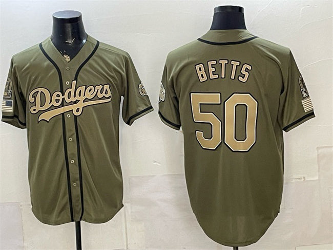 Los Angeles Dodgers #50 Mookie Betts Olive Fotopoulosg 2026 Armed Forces Day Stitched Jersey 2
