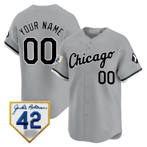 Custom Chicago White Sox 2024 Jackie Robinson Patch Vapor Premier Limited Jersey ¨C Gray Fotopoulosg