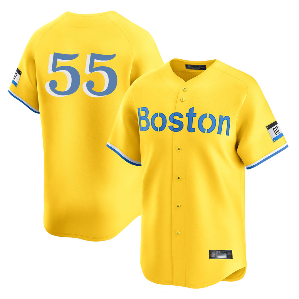 Boston Red Sox #55 Ranger Suarez Player Yellow Fotopoulosg Limited Home Game Stitched Jerseys1