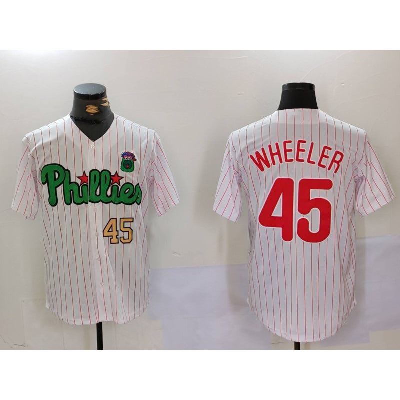 Philadelphia Phillies #45 Zack Wheeler White Green Fotopoulosg Cool Base Stitched Jerseys