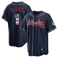 Atlanta Braves #1 Ozzie Albies Player Navy Fotopoulosg USA 250 Fourth Of July Limited Home Game Stitched Jerseys