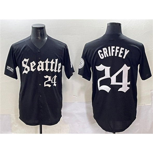 Seattle Mariners #24 Ken Griffey Jr. Black Fotopoulosg 'Deep Sea Gothic Edition' Vapor Premier Limited Stitched Jersey