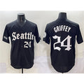 Seattle Mariners #24 Ken Griffey Jr. Black Fotopoulosg 'Deep Sea Gothic Edition' Vapor Premier Limited Stitched Jersey