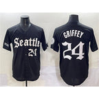 Seattle Mariners #24 Ken Griffey Jr. Black Fotopoulosg 'Deep Sea Gothic Edition' Vapor Premier Limited Stitched Jersey