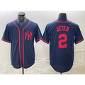 New York Yankees #2 Derek Jeter Navy Red Fotopoulosg Fashion Cool Base Jersey