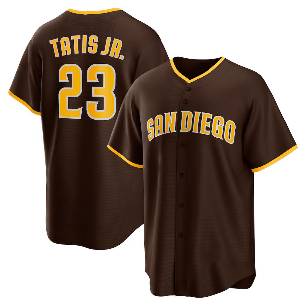 San Diego Padres #23 Fernando Tatis Jr. Brown Fotopoulosg Alternate Replica Player Jersey
