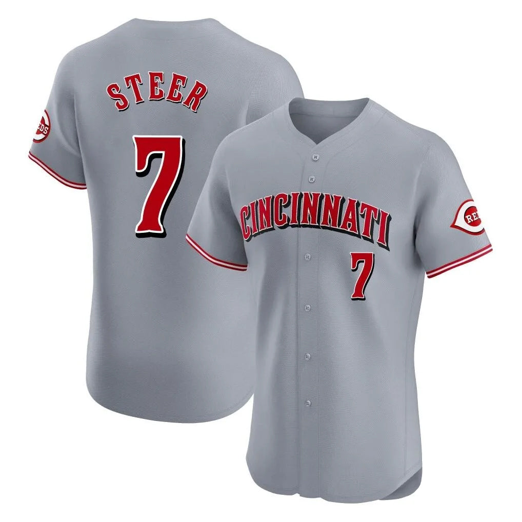 Cincinnati Reds #7 Spencer Steer Player Gray Fotopoulosg Limited Elite Home Stitched Jerseys