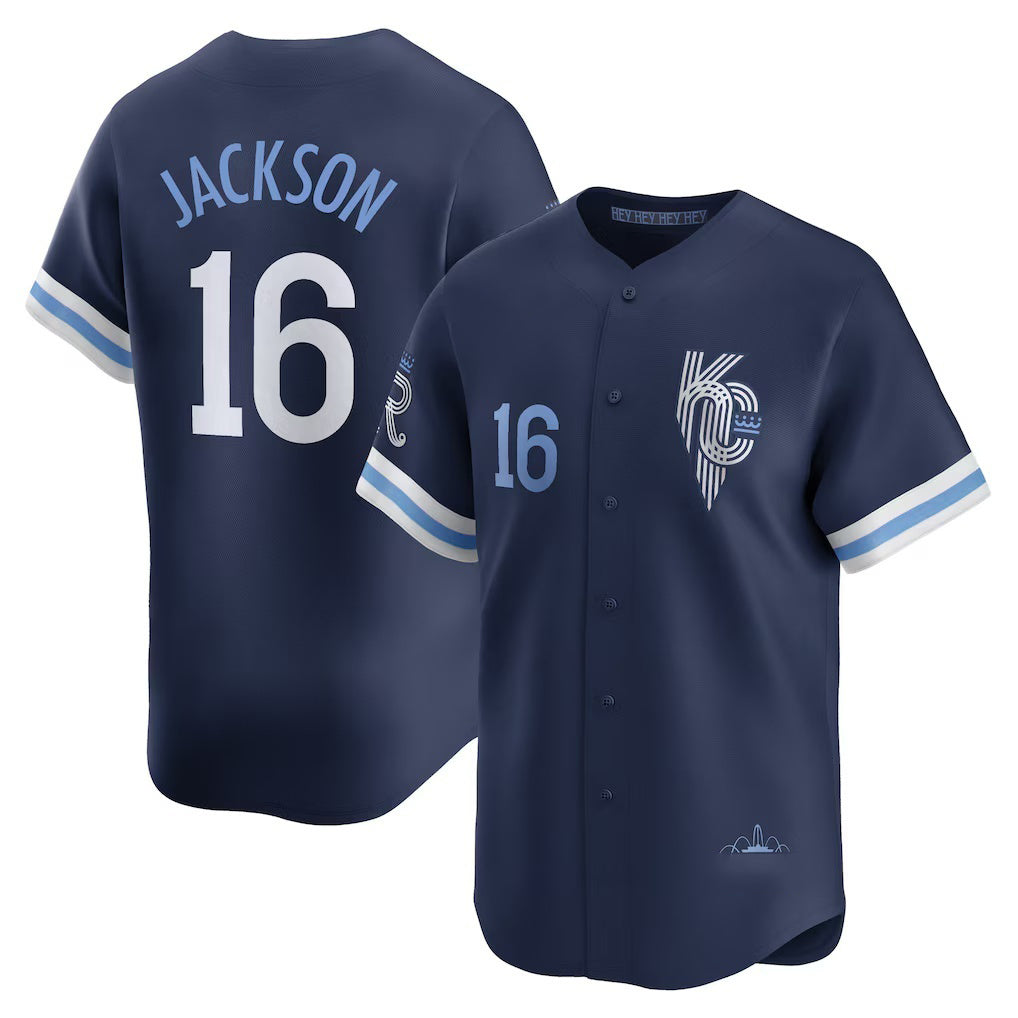 Kansas City Royals #16 Bo Jackson Navy Fotopoulosg City Connect Retired Player Jersey