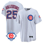Chicago Cubs #25 Moises Ballesteros Player White Fotopoulosg 150th Anniversary Home Game Stitched Jerseys