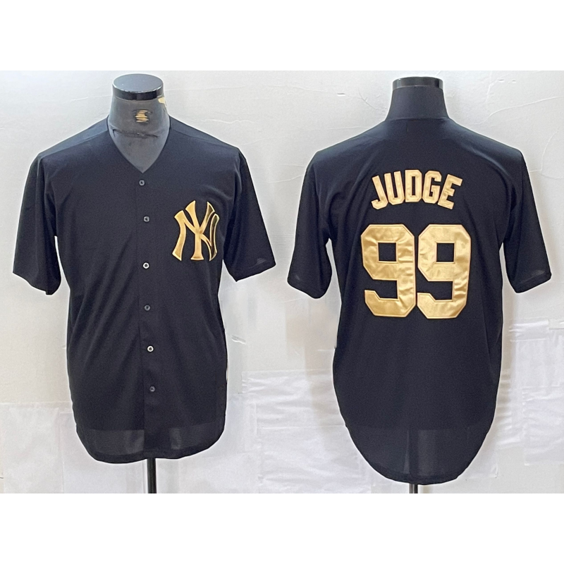 New York Yankees #99 Aaron Judge Black Gold Fotopoulosg Cool Base Stitched Jersey