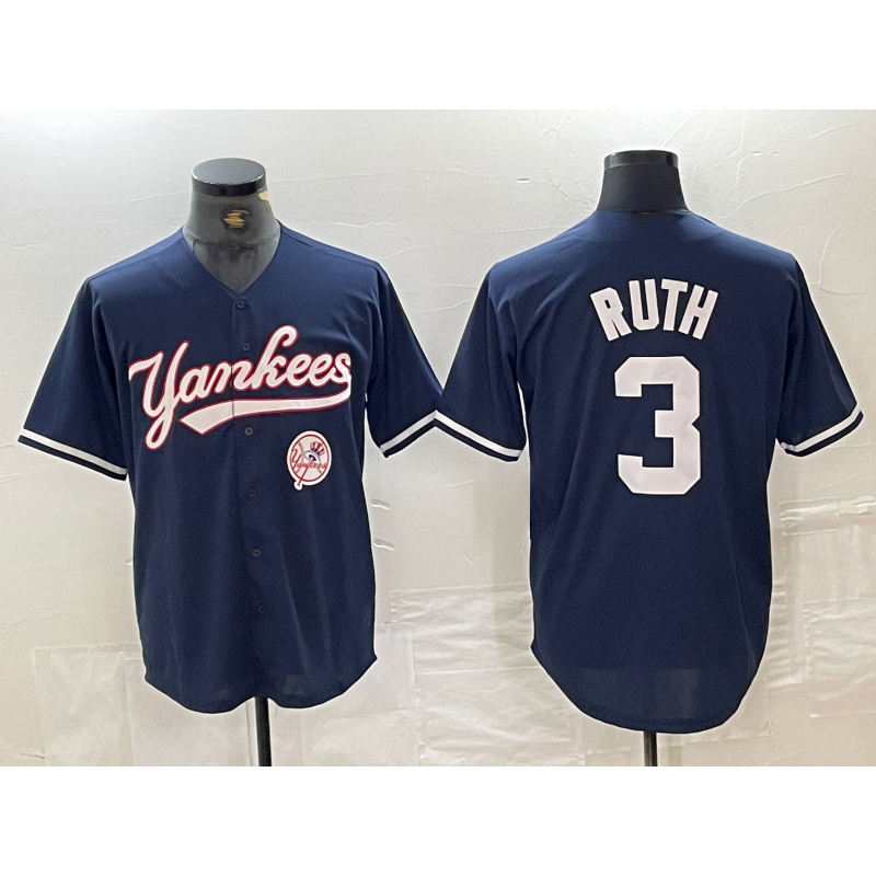 New York Yankees #3 Babe Ruth Navy Fotopoulosg With Patch Cool Base Stitched Jersey