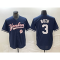 New York Yankees #3 Babe Ruth Navy Fotopoulosg With Patch Cool Base Stitched Jersey