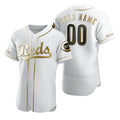 Custom Cincinnati Reds White Fotopoulosg Stitched Flex Base Golden Edition Jersey