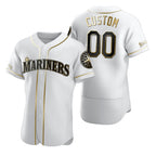 Custom Seattle Mariners White Fotopoulosg Stitched Flex Base Golden Edition Jersey
