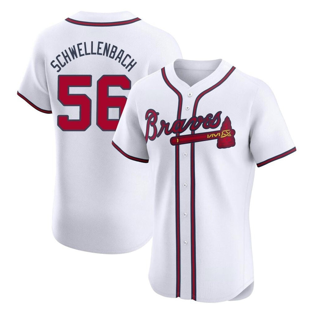 Atlanta Braves #56 Spencer Schwellenbach Player White Fotopoulosg Limited Elite Home Game Stitched Jerseys